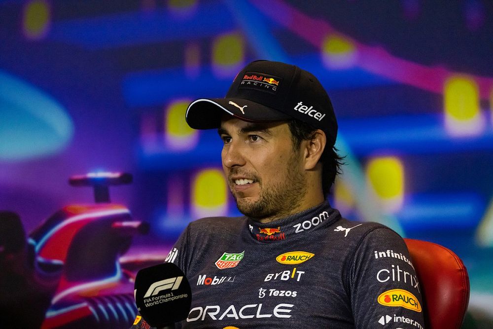 Sergio Pérez, Red Bull Racing, en la rueda de prensa de los pilotos