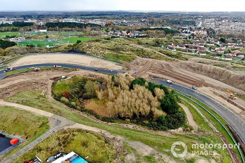 Construction work at the Zandvoort race track for the Dutch Grand Prix
