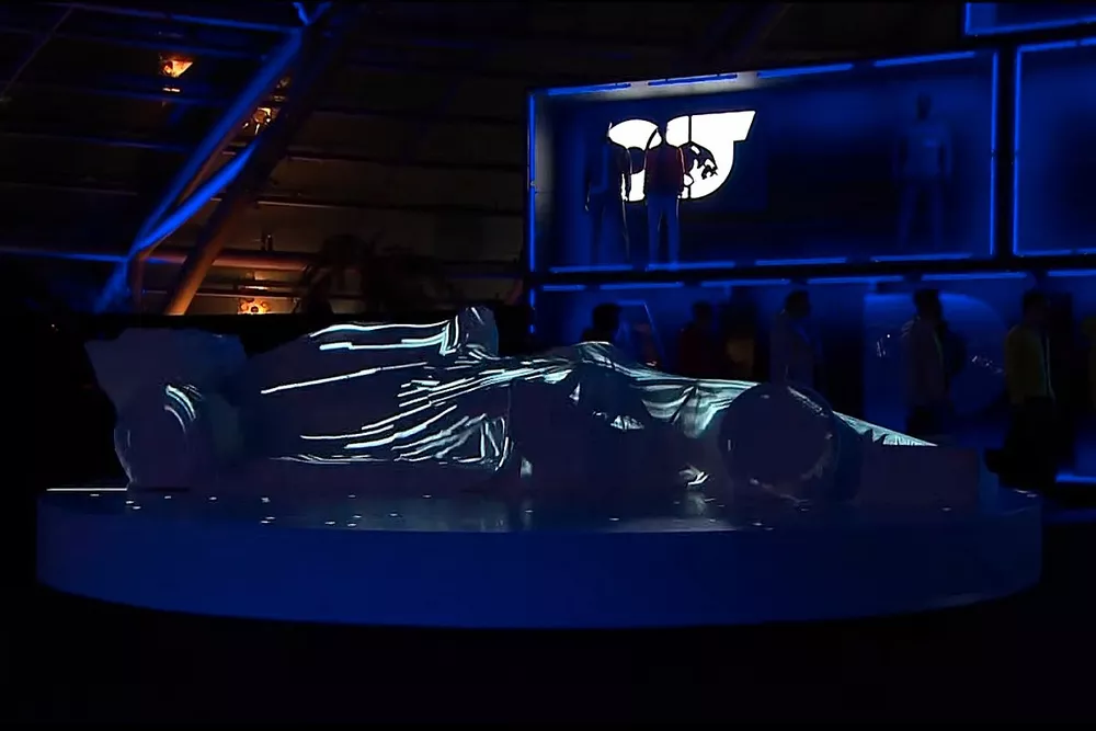 AlphaTauri car under cover