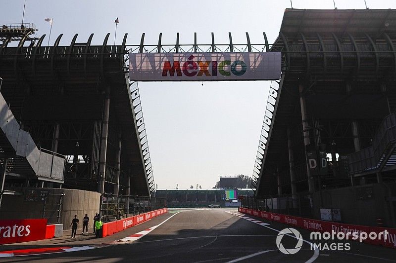 Mexico signage on a bridge over the circuit's stadium section