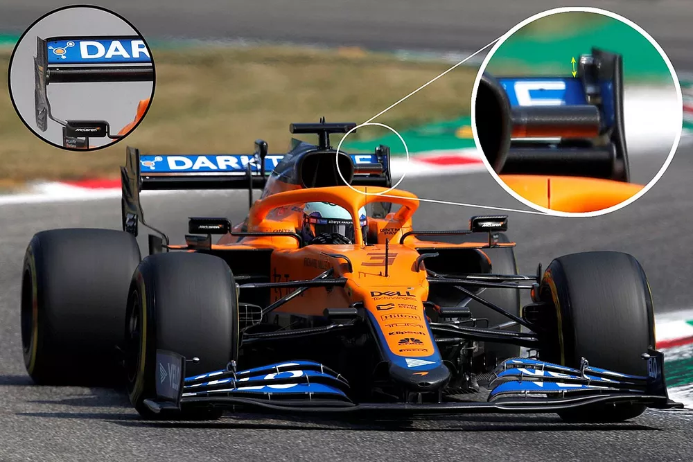 McLaren MCL35M rear wing comparison