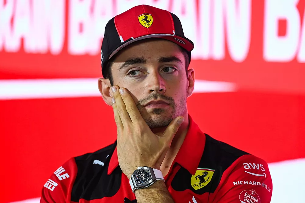 Charles Leclerc, Scuderia Ferrari, in the drivers press conference
