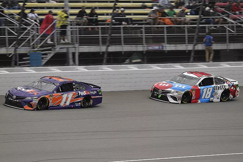 Denny Hamlin, Joe Gibbs Racing, Toyota Camry FedEx Freight and Kyle Busch, Joe Gibbs Racing, Toyota 