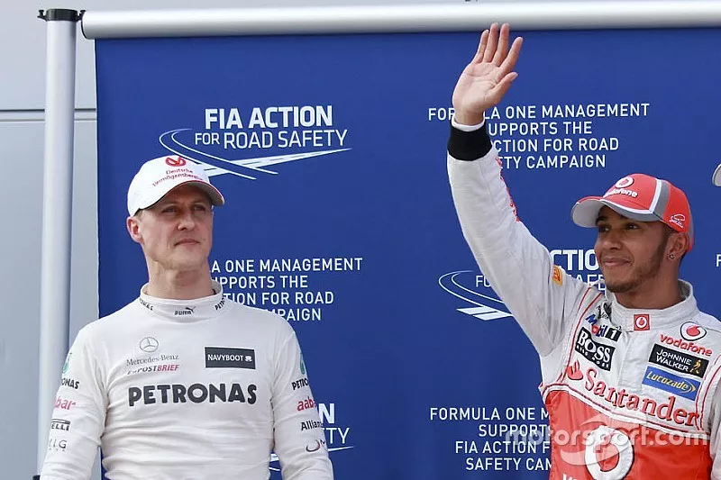 Michael Schumacher, Mercedes GP, Lewis Hamilton, Mclaren Mercedes y Jenson Button, Mclaren Mercedes