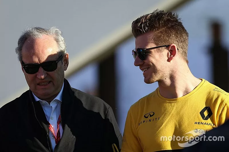 Jerome Stoll, Director of Renault Sport F1 and Nico Hulkenberg, Renault Sport F1 Team