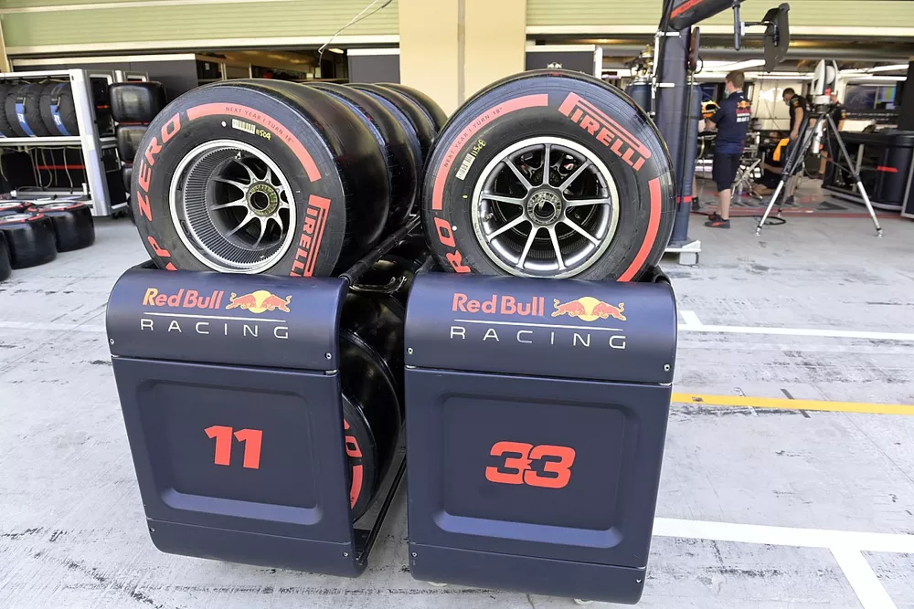 Pirelli tyres in pit lane