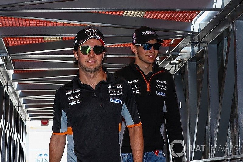 Sergio P&eacute;rez, Force India y Esteban Ocon, Force India