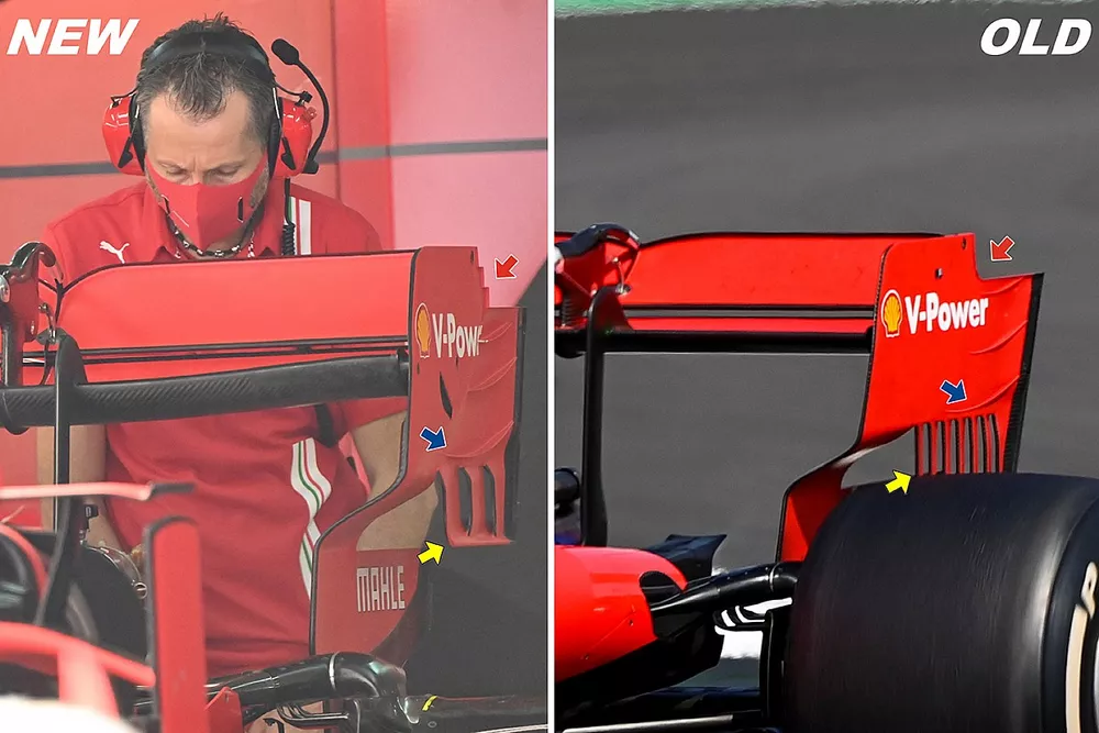 Comparaci&oacute;n del aler&oacute;n trasero del Ferrari SF1000