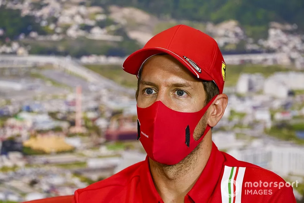 Sebastian Vettel, Ferrari en la conferencia de prensa