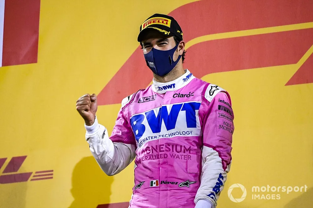 Podio: ganador Sergio P&eacute;rez, Racing Point