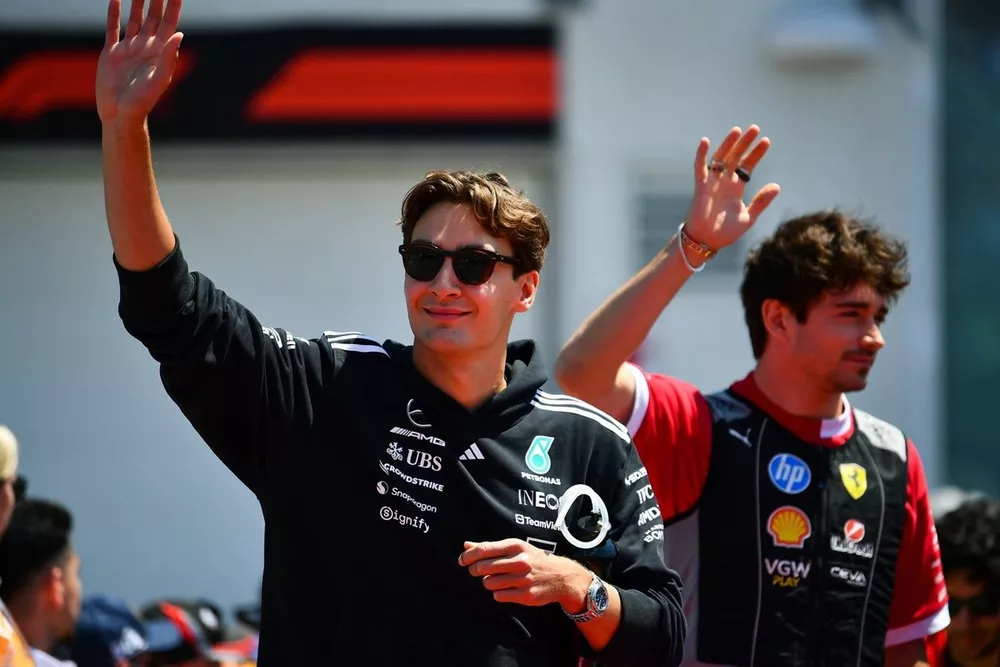 Charles Leclerc, Ferrari, George Russell, Mercedes