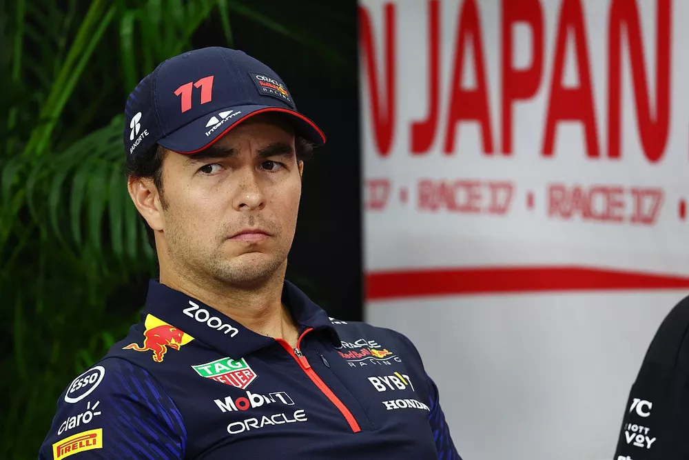 Sergio P&eacute;rez, Red Bull Racing, asiste a la rueda de prensa de la FIA