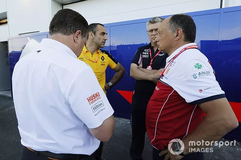 Zak Brown, directeur ex&eacute;cutif de McLaren, Cyril Abiteboul, directeur g&eacute;n&eacute;ral de Renault F1 Team, Otmar Szafnauer, Team Principal et PDG de Racing Point, et Fr&eacute;d&eacute;ric Vasseur, Team Principal, Alfa Romeo Racing