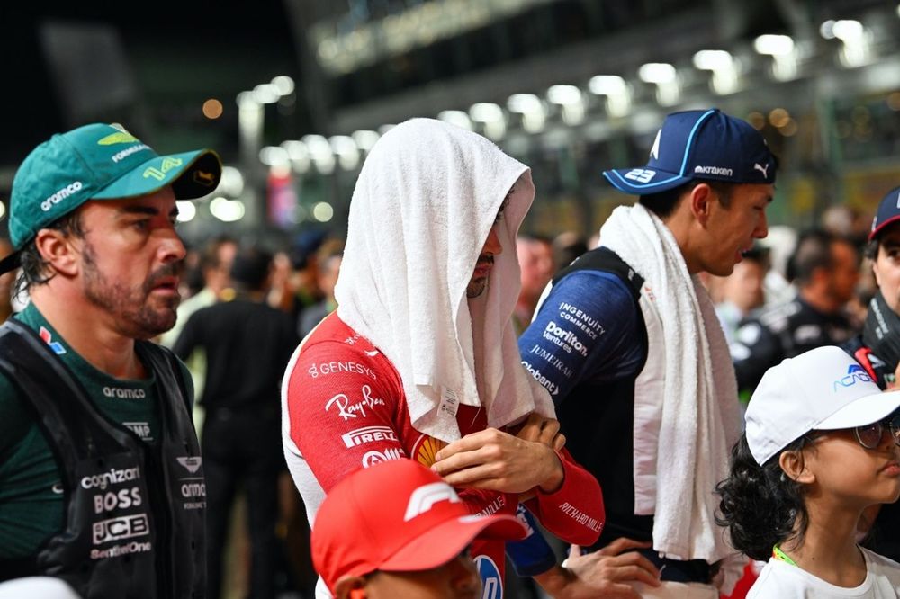 Fernando Alonso, Aston Martin F1 Team, Charles Leclerc, Scuderia Ferrari, Franco Colapinto, Williams Racing, on the grid