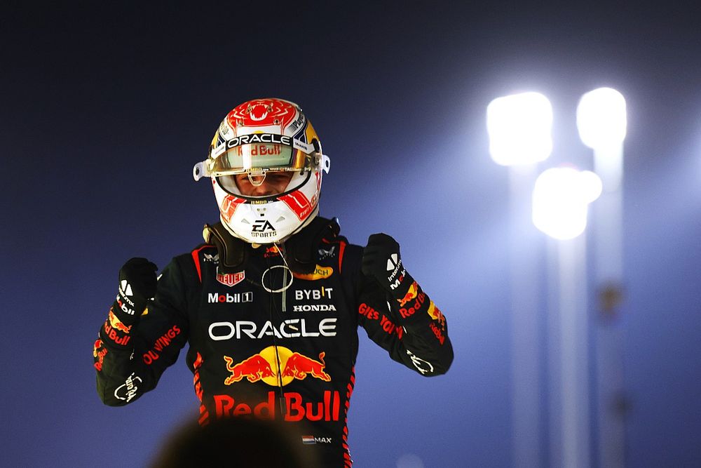 Max Verstappen, Red Bull Racing, 1st position, celebrates on arrival in Parc Ferme