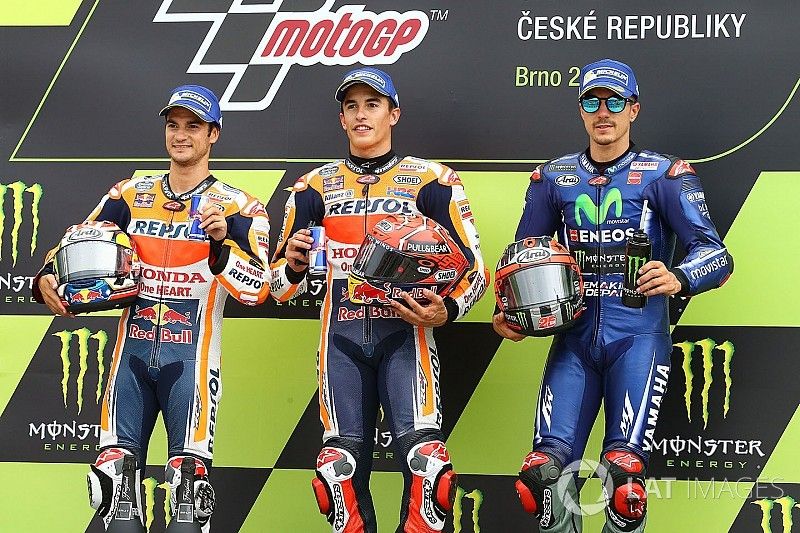Podium: ganador, Marc Márquez, Repsol Honda Team, segundo, Dani Pedrosa, Repsol Honda Team, tercero,