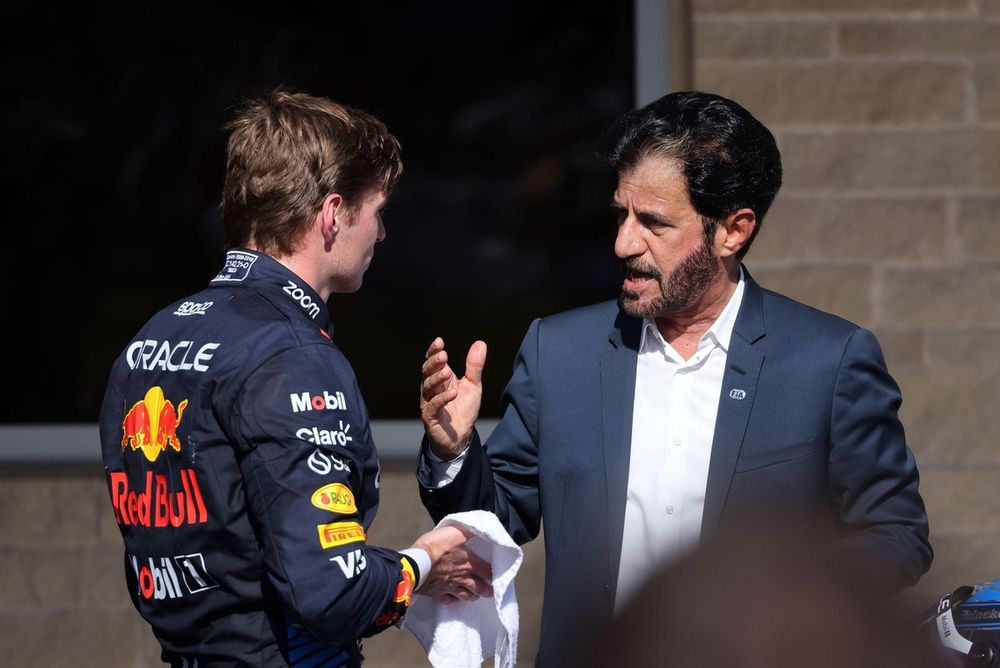 Max Verstappen, Red Bull Racing with Mohammed bin Sulayem, FIA president