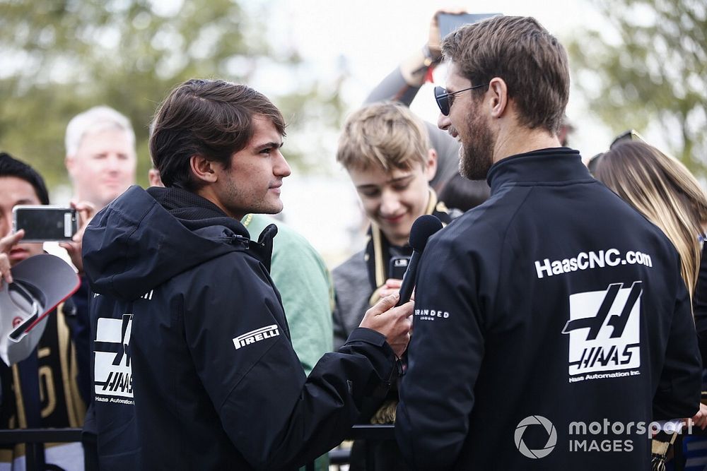 Pietro Fittipaldi, test and development driver, Haas F1 Team, and Romain Grosjean, Haas F1 Team