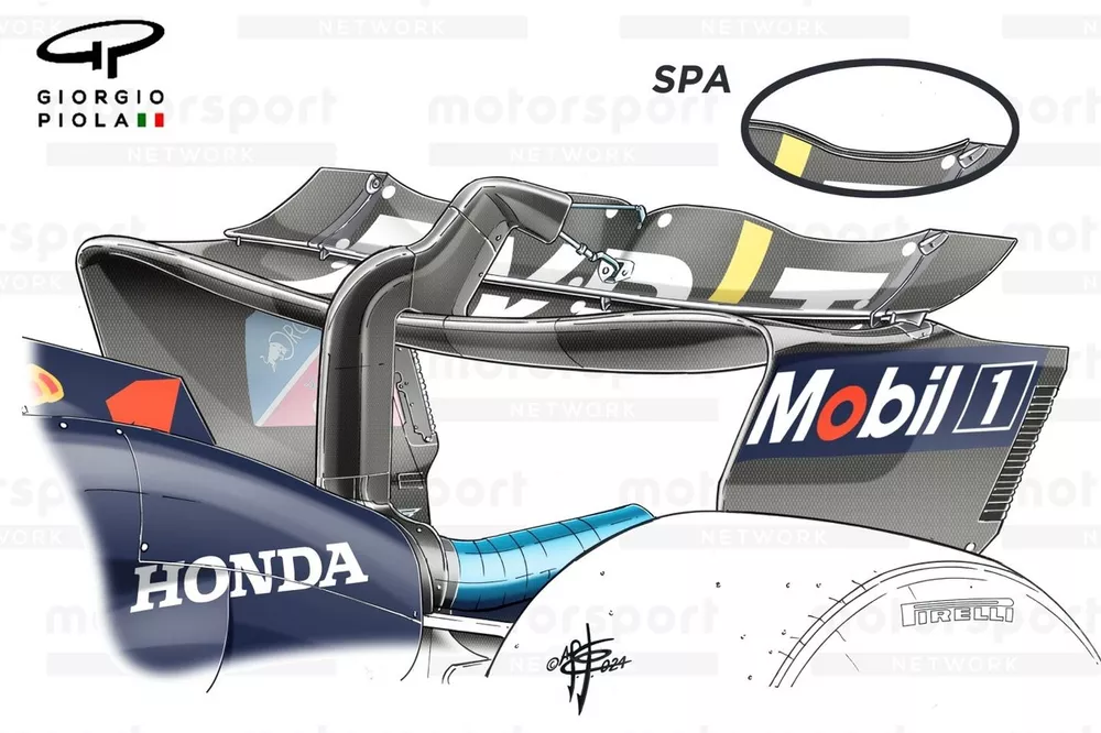 Red Bull Racing RB20, confronto tra ali posteriori, GP d'Italia