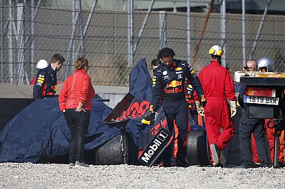 Gasly "shaken" after big crash in Barcelona