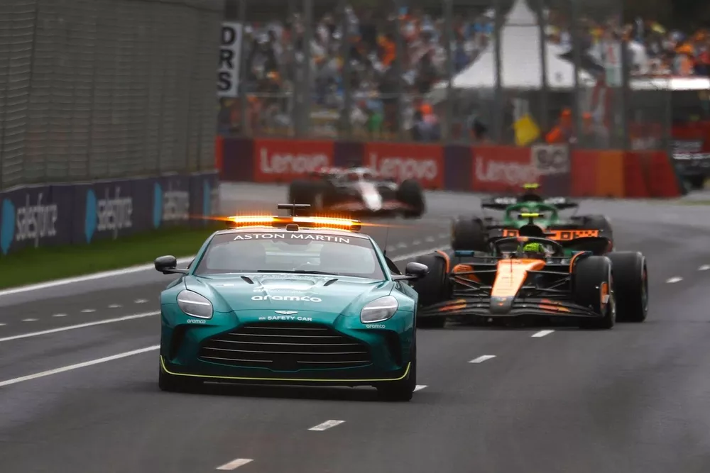Lando Norris, McLaren behind the safety car