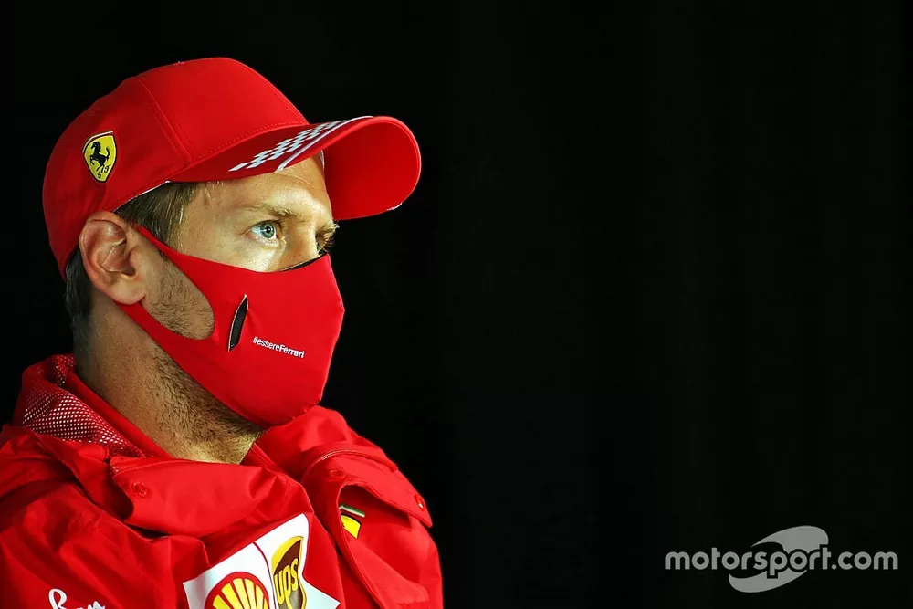 Sebastian Vettel, Ferrari in the press conference