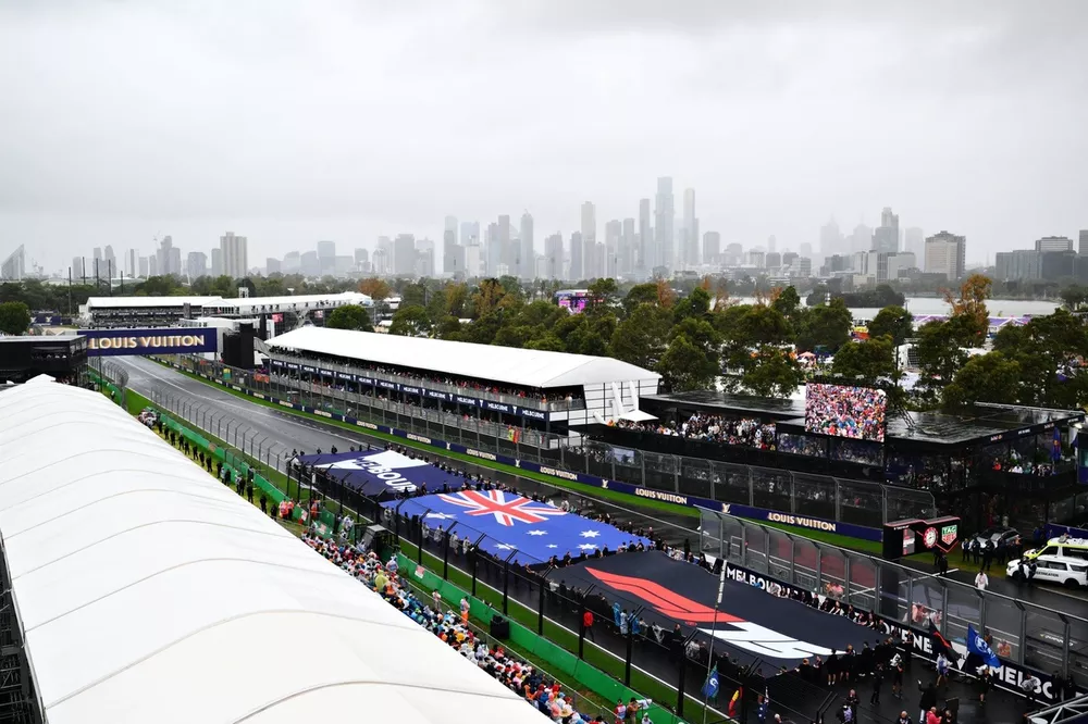The pre-race ceremony on the grid