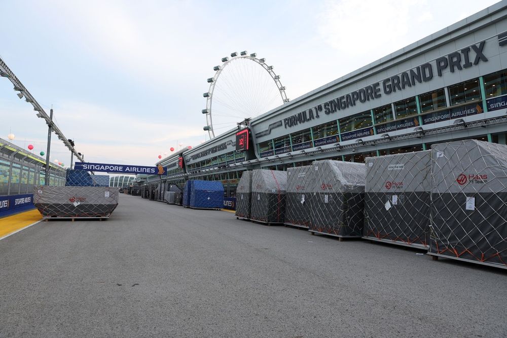 Team freight in the pit lane