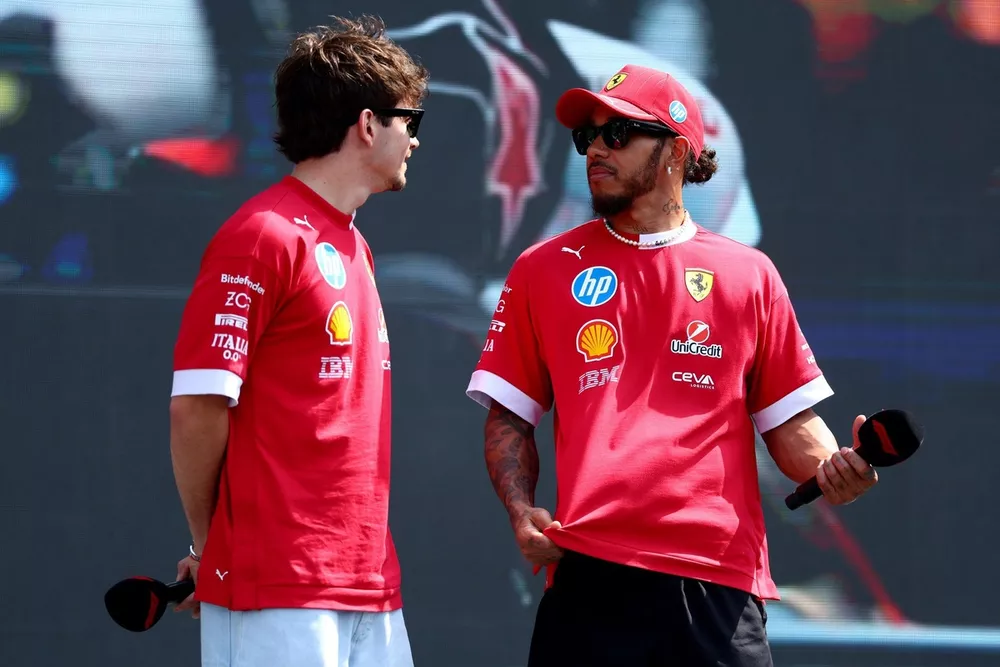 Lewis Hamilton and Charles Leclerc take £3 million Ferrari F80 for ...