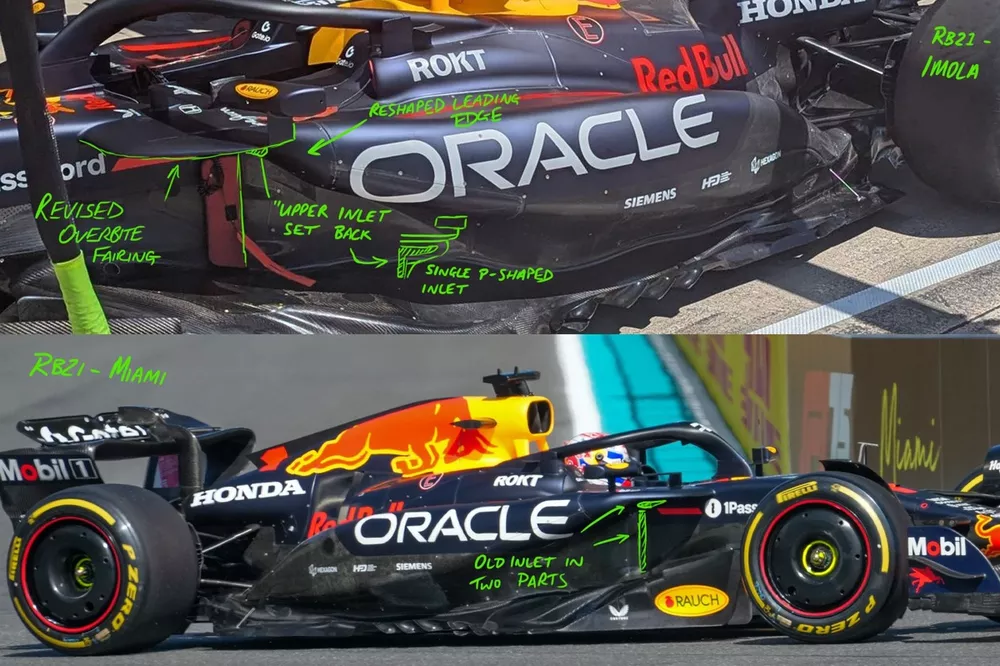 Detalhes t&eacute;cnicos do RB21 da Red Bull Racing, GP de Miami, GP da Emilia Romagna