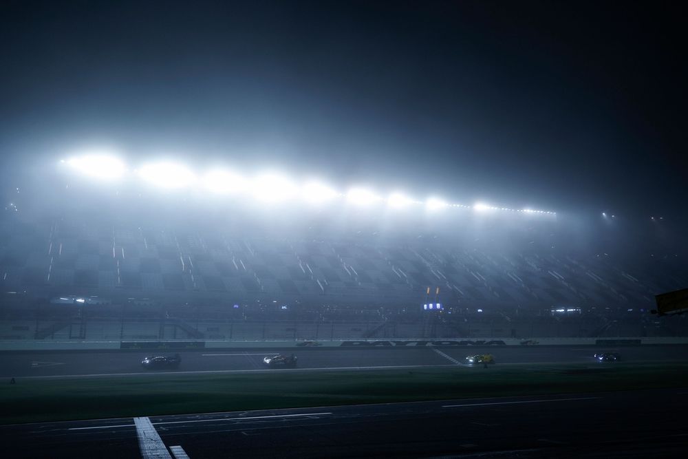 Fog on the frontstretch at Daytona