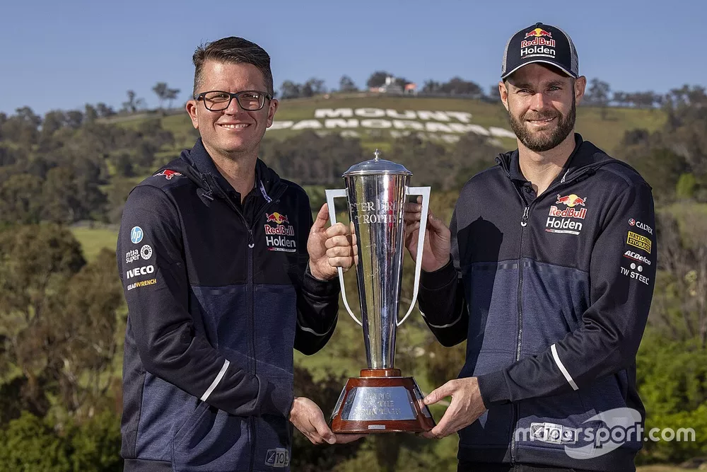 Garth Tander and Shane van Gisbergen, Triple Eight Race Engineering  with the Peter Brock trophy