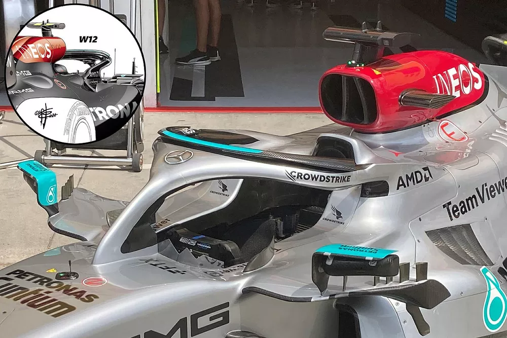 Mercedes W13 Halo boomerang winglets (W12 en conjunto)