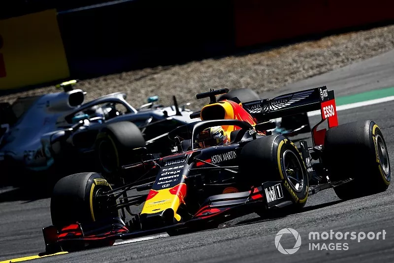 Max Verstappen, Red Bull Racing RB15, leads Valtteri Bottas, Mercedes AMG W10