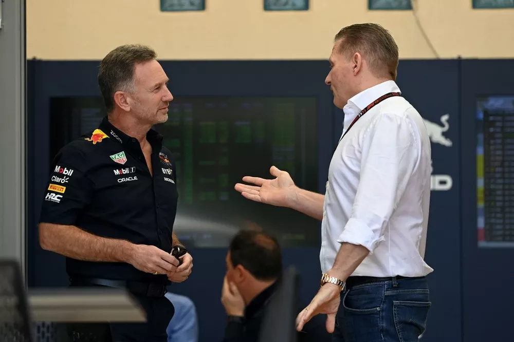 Christian Horner, teambaas Red Bull Racing met Jos Verstappen