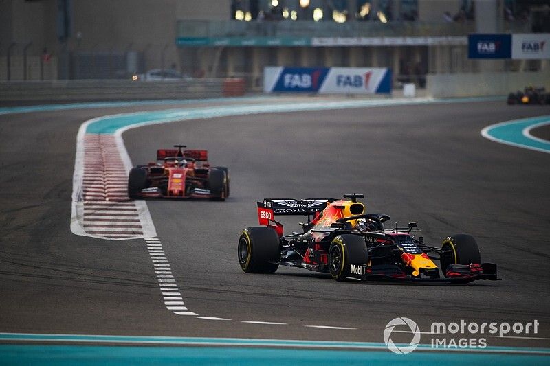 Max Verstappen, Red Bull Racing RB15, leads Sebastian Vettel, Ferrari SF90