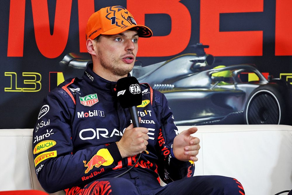 Pole man Max Verstappen, Red Bull Racing, in the post Qualifying Press Conference