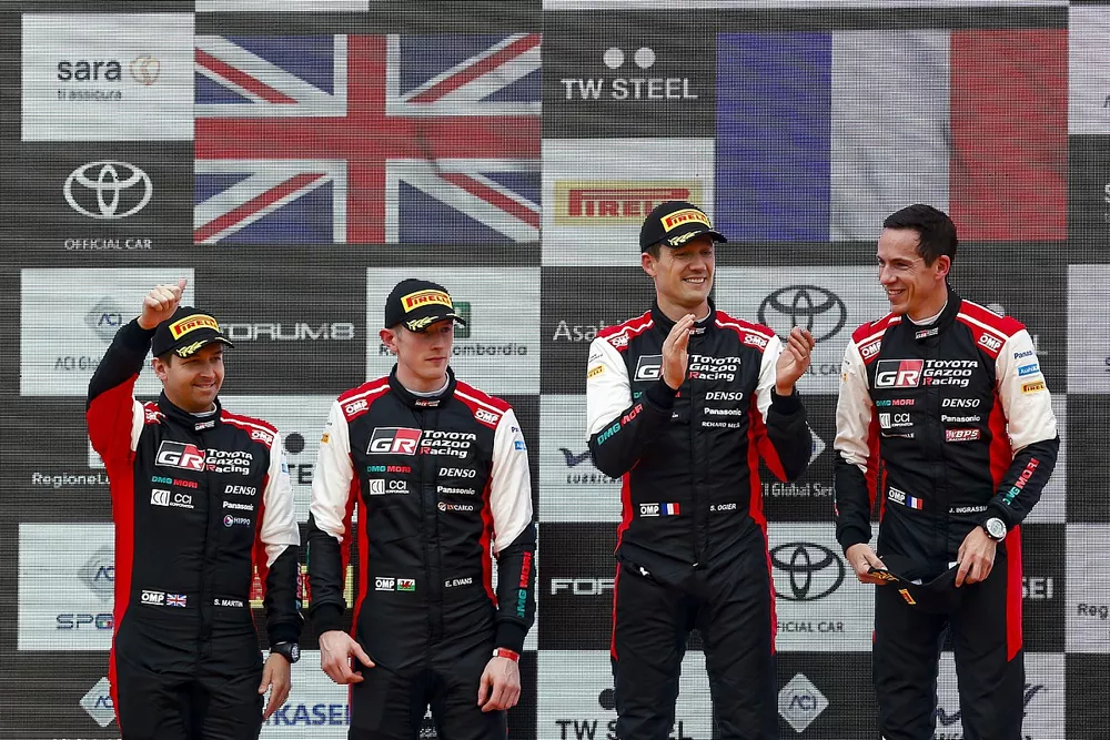 Podium: Winners S&eacute;bastien Ogier, Julien Ingrassia, Toyota Gazoo Racing WRT Toyota Yaris WRC, second place Elfyn Evans, Scott Martin, Toyota Gazoo Racing WRT Toyota Yaris WRC