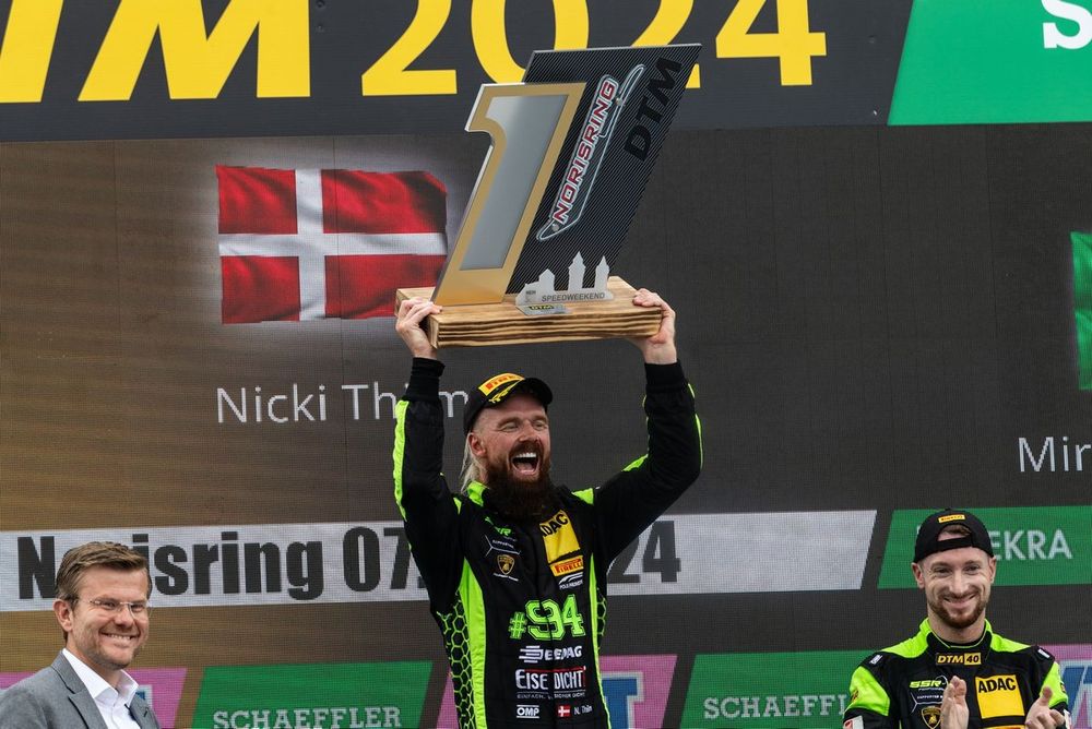 Podium: Race winner Nicki Thiim, SSR Performance