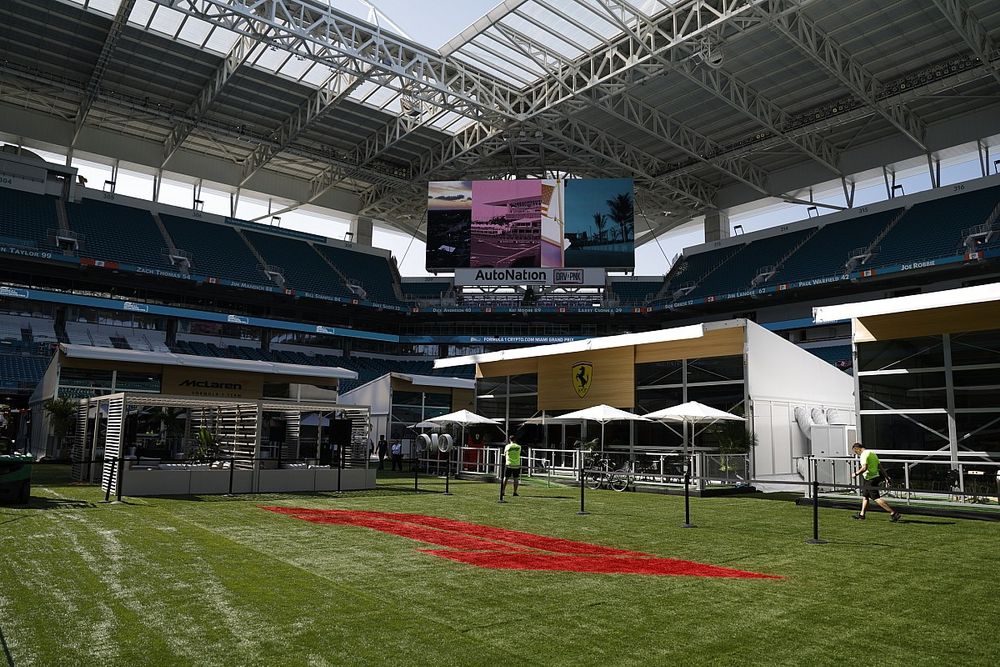 F1 paddock inside the Hard Rock stadium