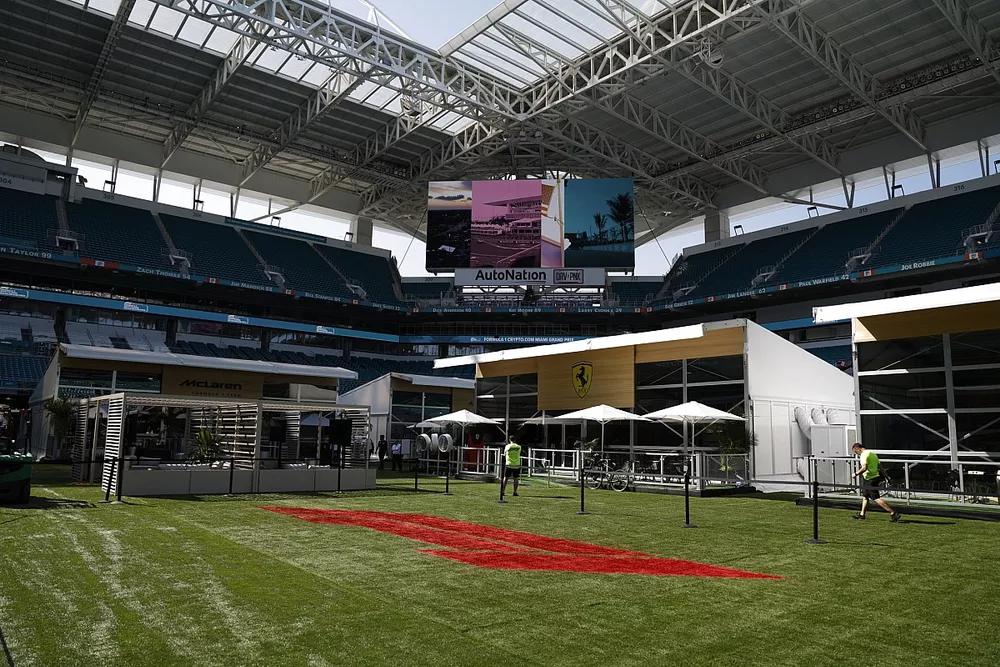 F1 paddock inside the Hard Rock stadium