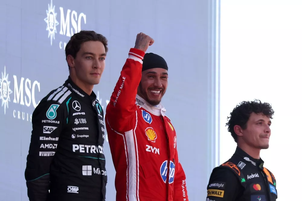 Lewis Hamilton, Ferrari, George Russell, Mercedes, Lando Norris, McLaren