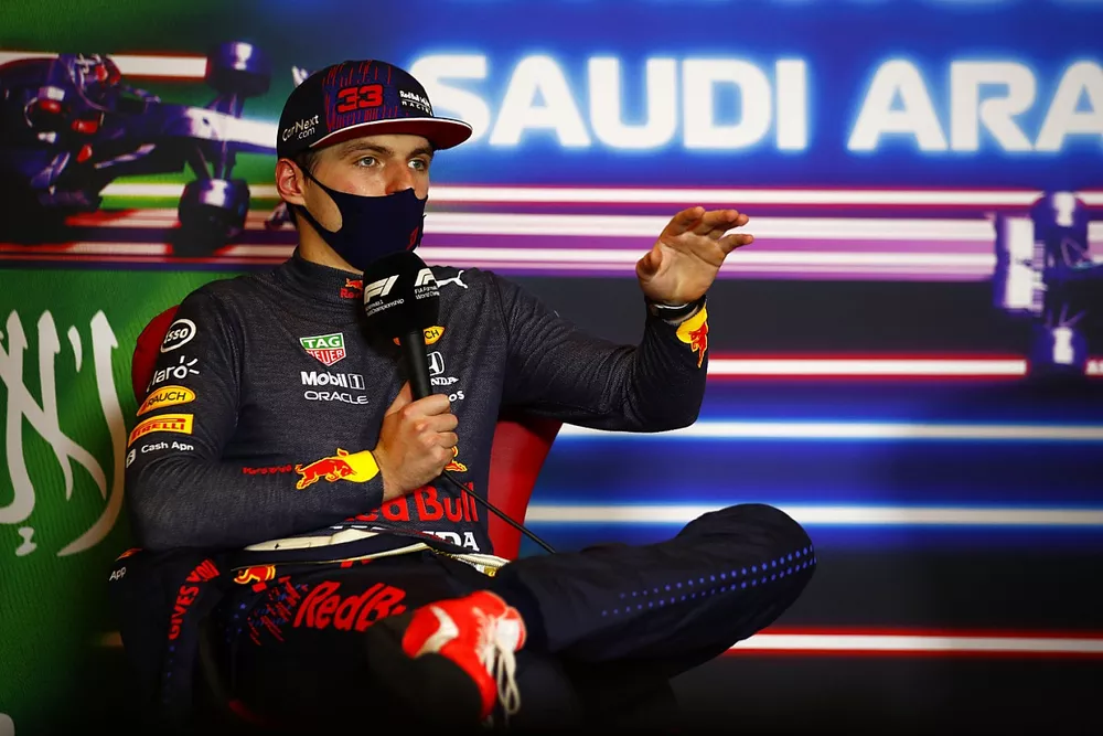 Max Verstappen, Red Bull Racing, 2nd position, in the press conference 