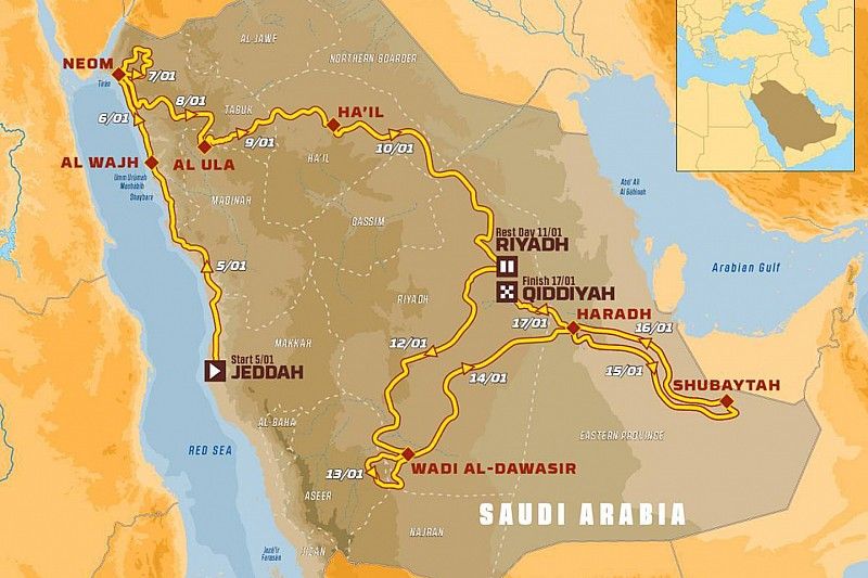 El mapa del Dakar 2020