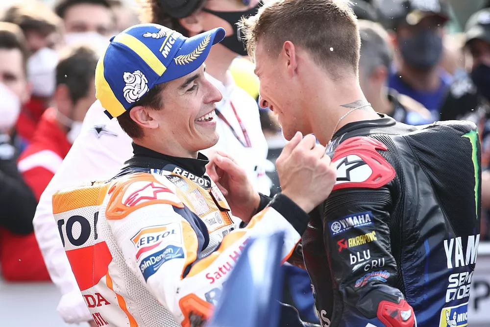 Le Champion du monde Fabio Quartararo, Yamaha Factory Racing et Marc Marquez, Repsol Honda Team