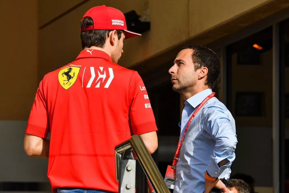 Charles Leclerc, Ferrari, con Nicolas Todt