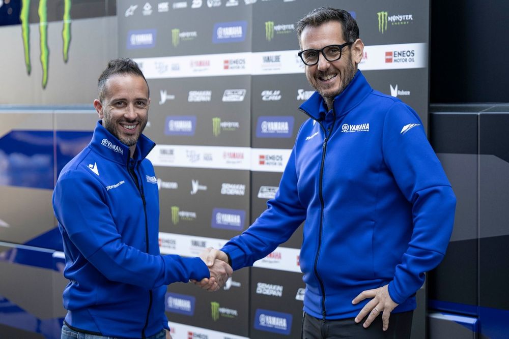 Andrea Dovizioso, Yamaha Factory Racing Test Rider and Rider Performance Advisor, Paolo Pavesio,
Managing Director, Yamaha Motor Racing