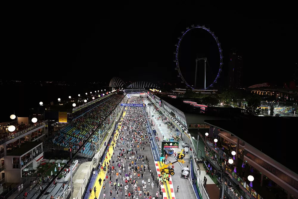 Fans invade the circuit after the race 