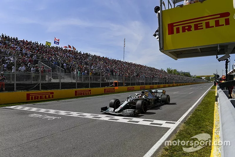 Lewis Hamilton, Mercedes AMG F1 W10 crosses the line