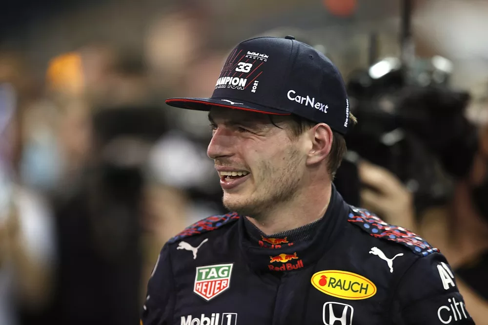 2021 drivers champion Max Verstappen, Red Bull Racing, 1st position, in Parc Ferme